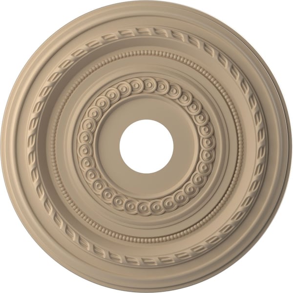Ekena Millwork Cole PVC Medallion (Canopies up to 5 1/8"), 19"OD x 3 1/2"ID x 1"P, UltraCover Satin Smokey Beige CMP19COGBE - main